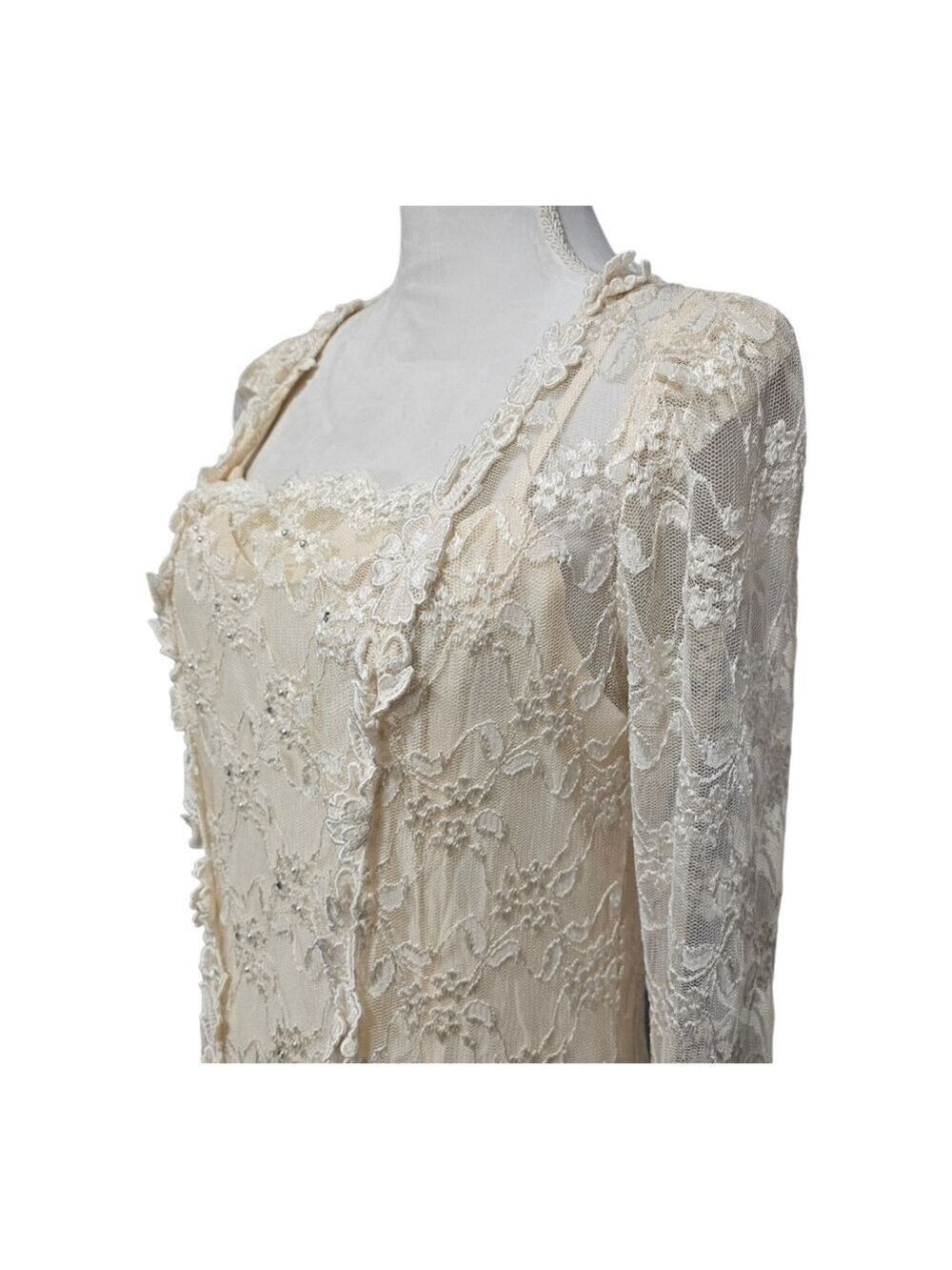 Vintage Victorian Wedding Dress READ Floral Lace Theater Cottage Bohemian - Picture 9 of 12